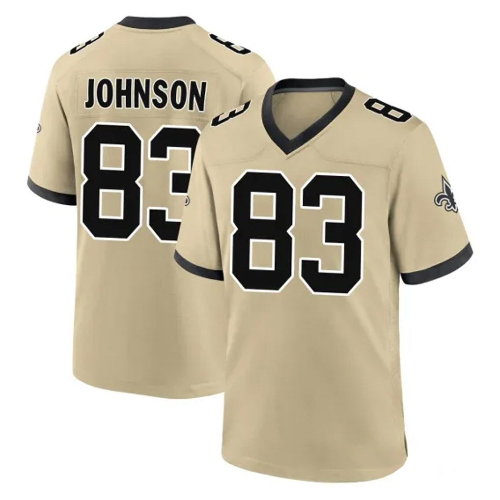 Kooe NO.Saints #83 Juwan Johnson Player Gold Home Game Stitched Jerseys