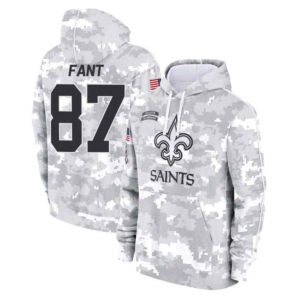 Kooe NO.Saints #87 Noah Fant Player Arctic Camo Salute to Service Pullover Hoodies Limited Game Stitched Jerseys