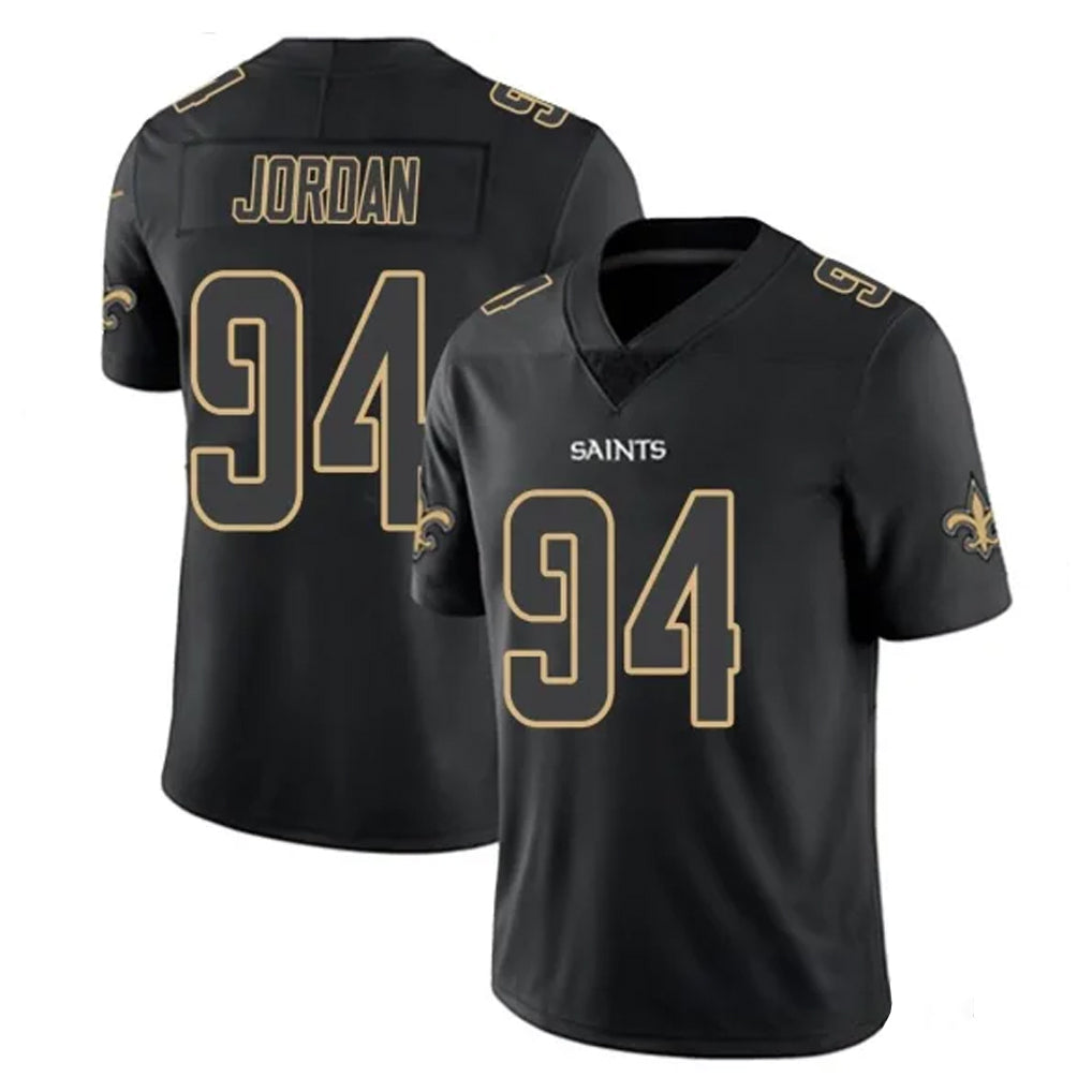 Kooe NO.Saints #94 Cameron Jordan Player Black Impact Limited Home Game Stitched Jerseys