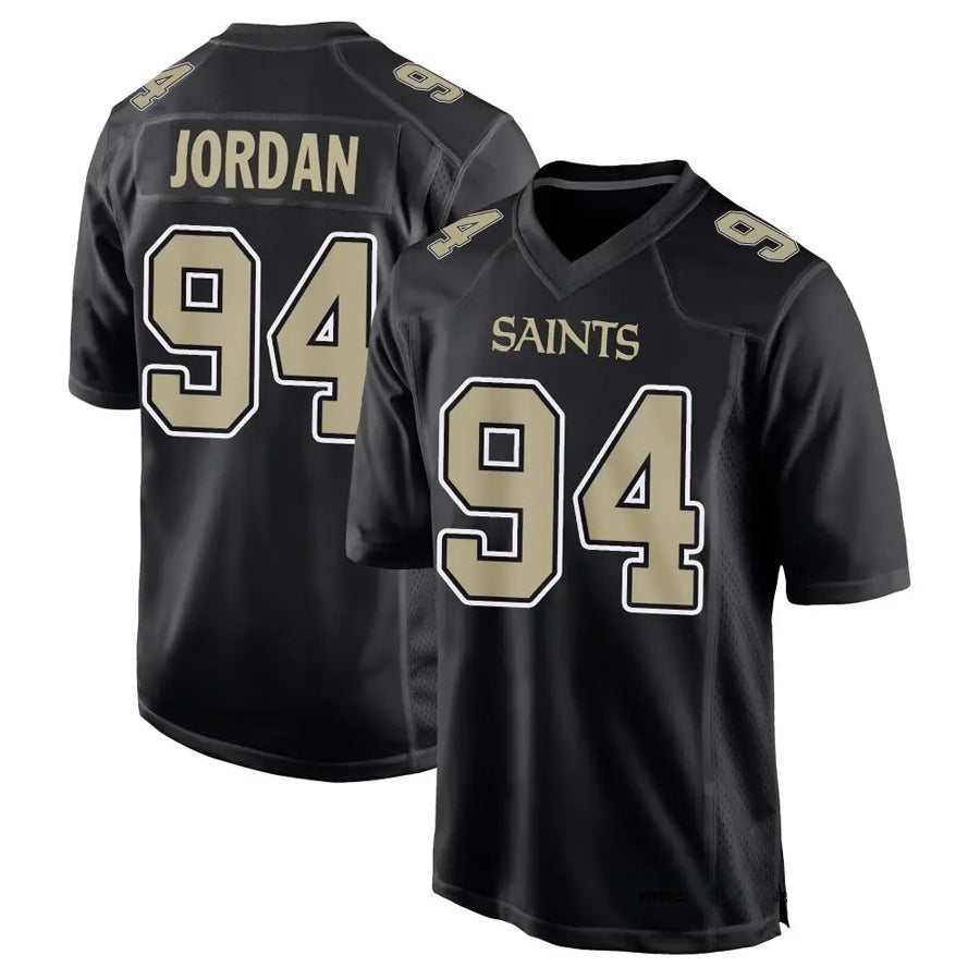 Kooe NO.Saints #94 Cameron Jordan Player Carbon Black Fashion Game Stitched Jerseys