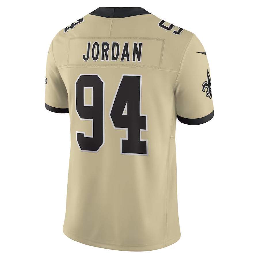Kooe NO.Saints #94 Cameron Jordan Player Gold Alternate Vapor F.U.S.E. Limited Stitched Jerseys