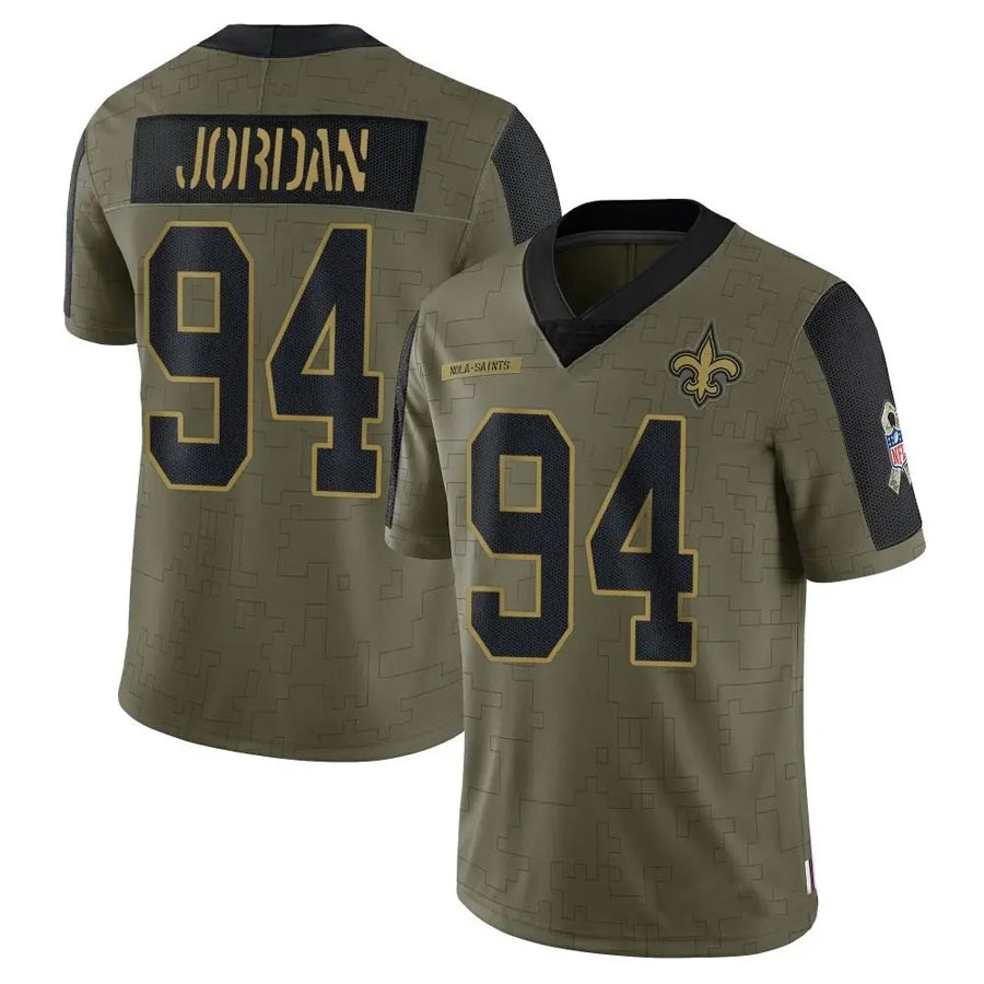 Kooe NO.Saints #94 Cameron Jordan Player Salute To Service Olive Stitched Jerseys