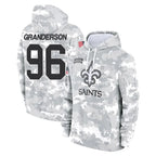 Kooe NO.Saints #96 Carl Granderson Player Arctic Camo Salute to Service Pullover Hoodies Limited Game Stitched Jerseys