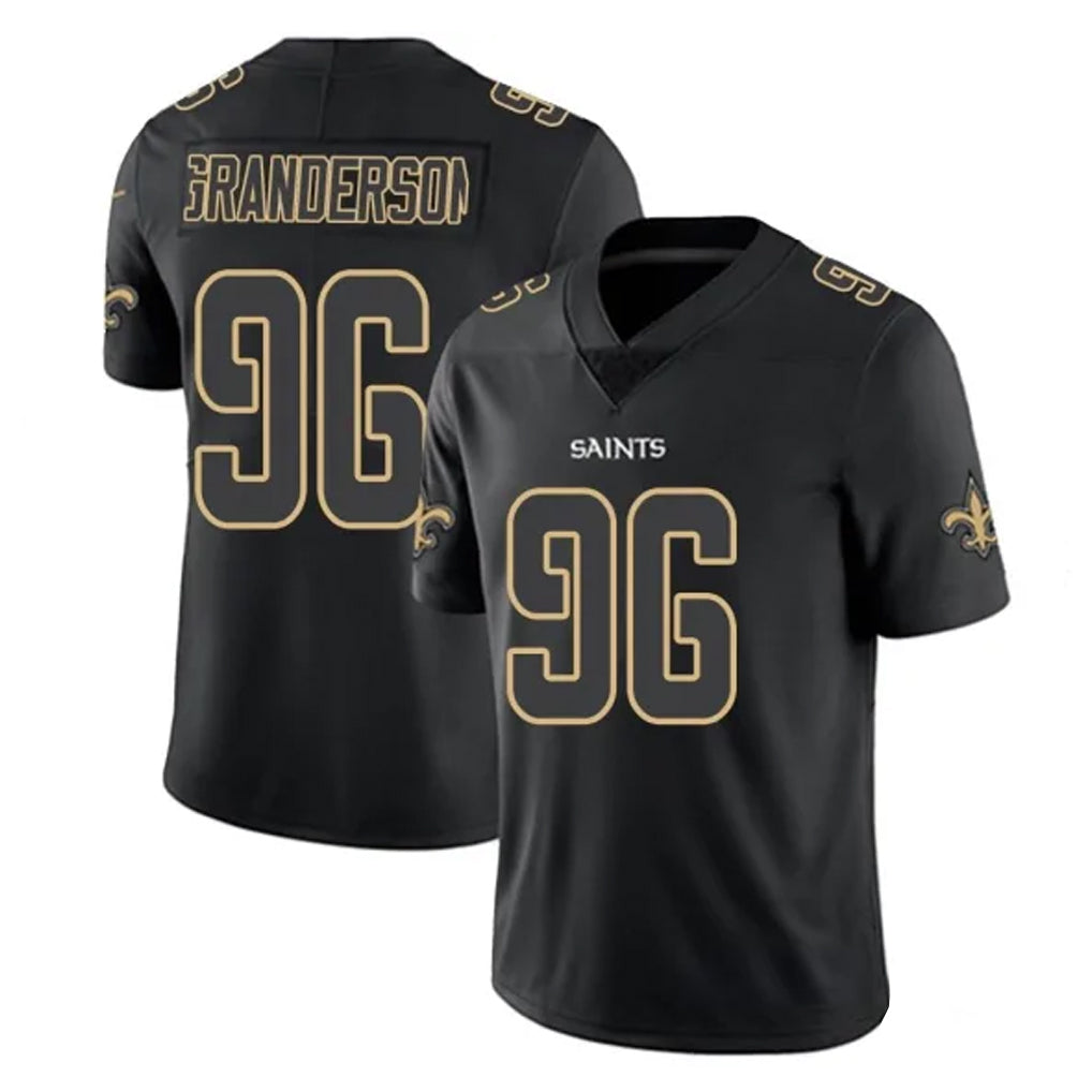 Kooe NO.Saints #96 Carl Granderson Player Black Impact Limited Home Game Stitched Jerseys