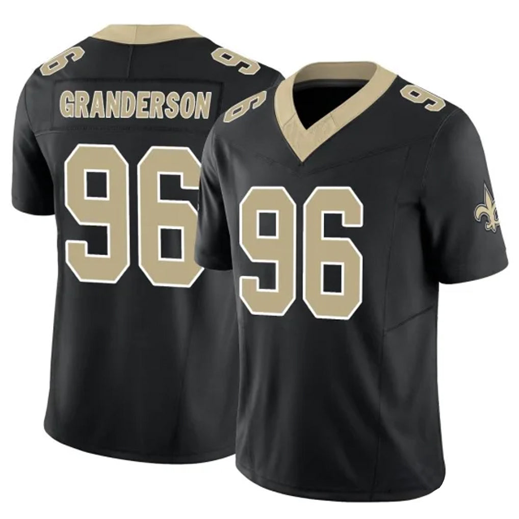 Kooe NO.Saints #96 Carl Granderson Player Black Limited Vapor F.U.S.E. Home Game Stitched Jerseys