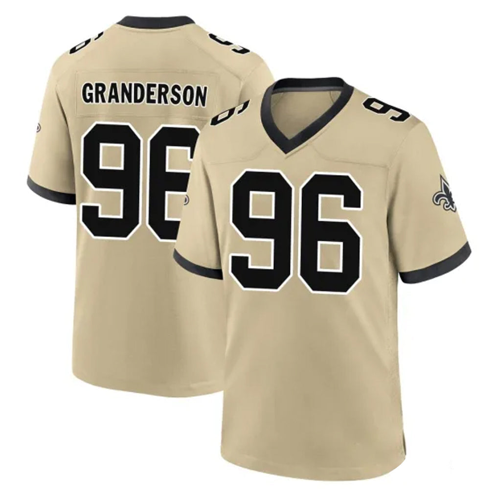Kooe NO.Saints #96 Carl Granderson Player Gold Home Game Stitched Jerseys