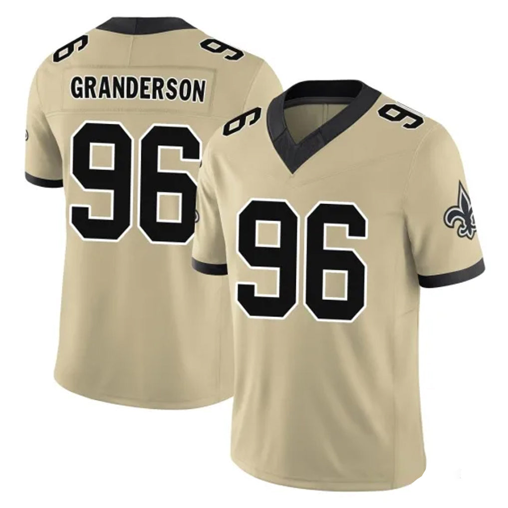 Kooe NO.Saints #96 Carl Granderson Player Gold Limited Vapor F.U.S.E. Home Game Stitched Jerseys
