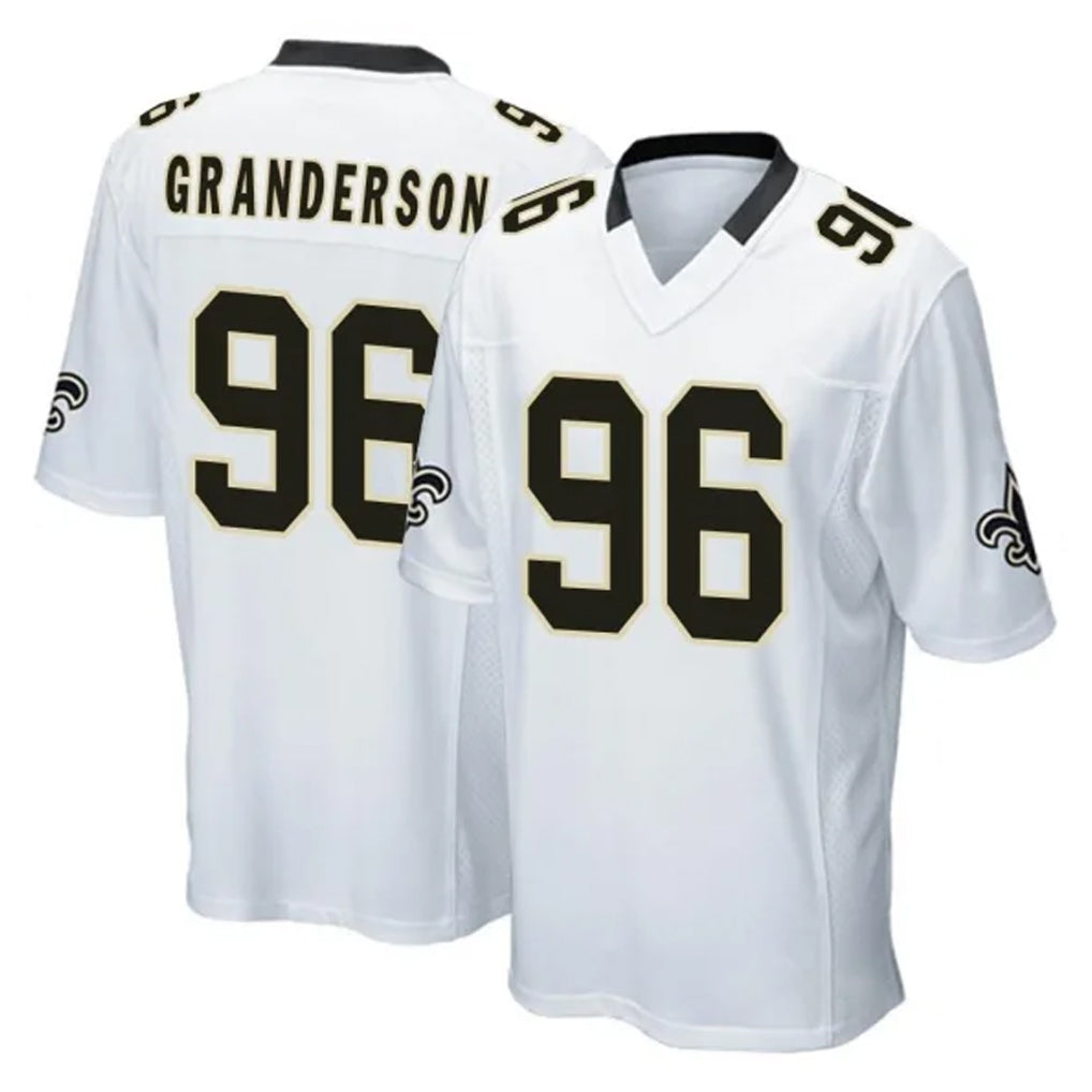 Kooe NO.Saints #96 Carl Granderson Player White Home Game Stitched Jerseys