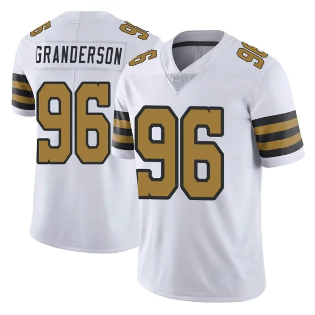 Kooe NO.Saints #96 Carl Granderson Player White Limited Color Rush Home Game Stitched Jerseys