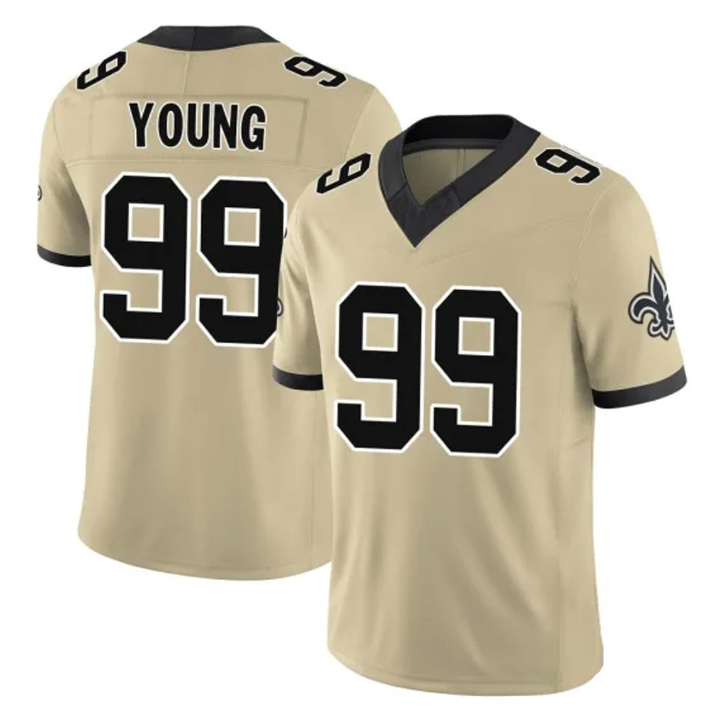 Kooe NO.Saints #99 Chase Young Player Gold Limited Vapor F.U.S.E. Home Game Stitched Jerseys