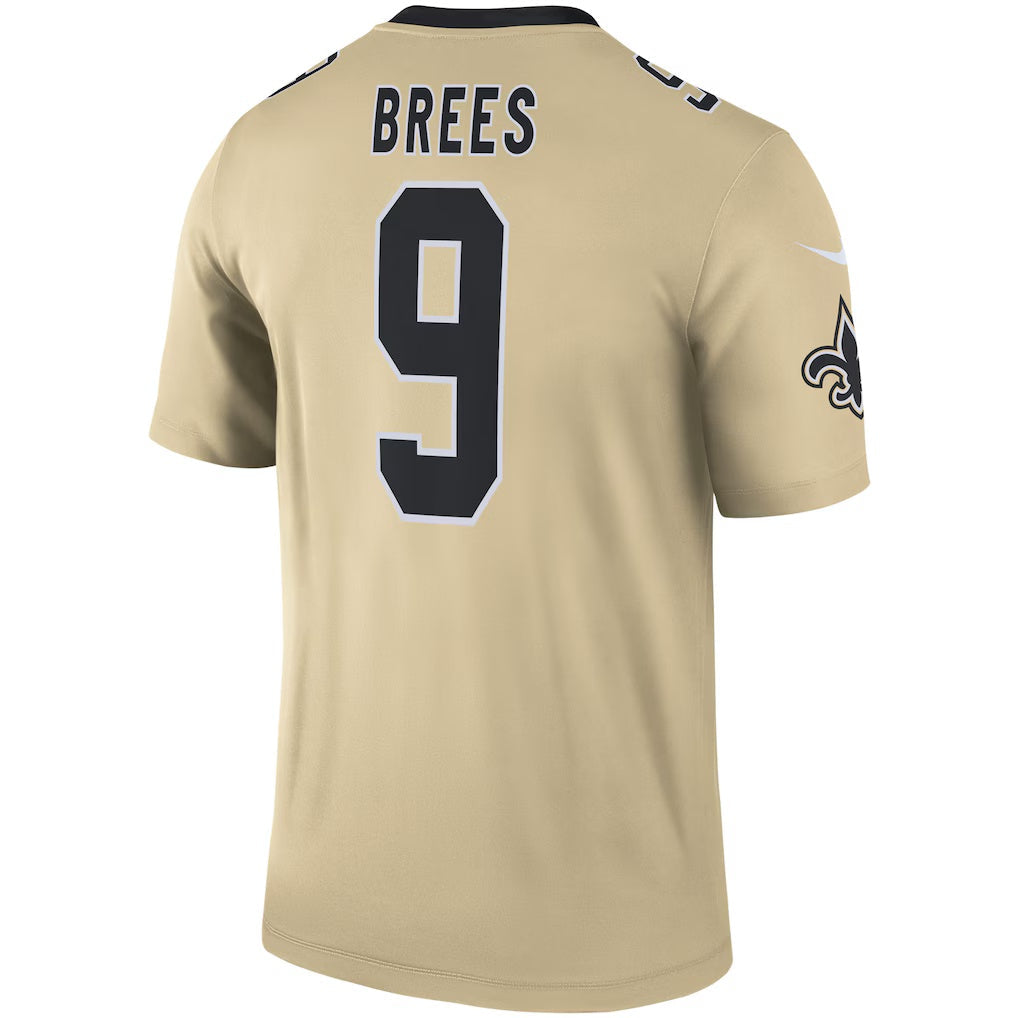 Kooe NO.Saints #9 Drew Brees Gold Inverted Legend Stitched Jerseys