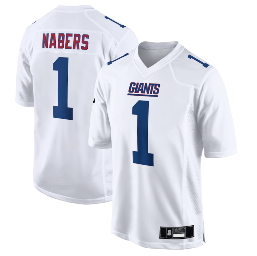 Kooe NY. Giants Tundra #1 Malik Nabers Player White Fashion Stitched Jerseys
