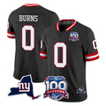 Kooe NY.Giants #0 Brian Burns Player Black 100th Season & State Patch Vapor Limited Home Game Stitched Jerseys