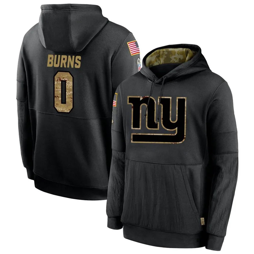 Kooe NY.Giants #0 Brian Burns Player Black Salute to Service Hoodies Stitched Jerseys