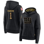Kooe NY.Giants #1 Malik Nabers Player Black Salute to Service Hoodies Stitched Jerseys