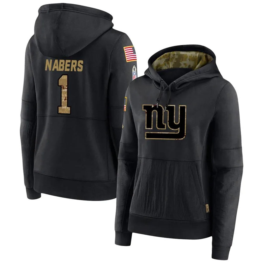 Kooe NY.Giants #1 Malik Nabers Player Black Salute to Service Hoodies Stitched Jerseys