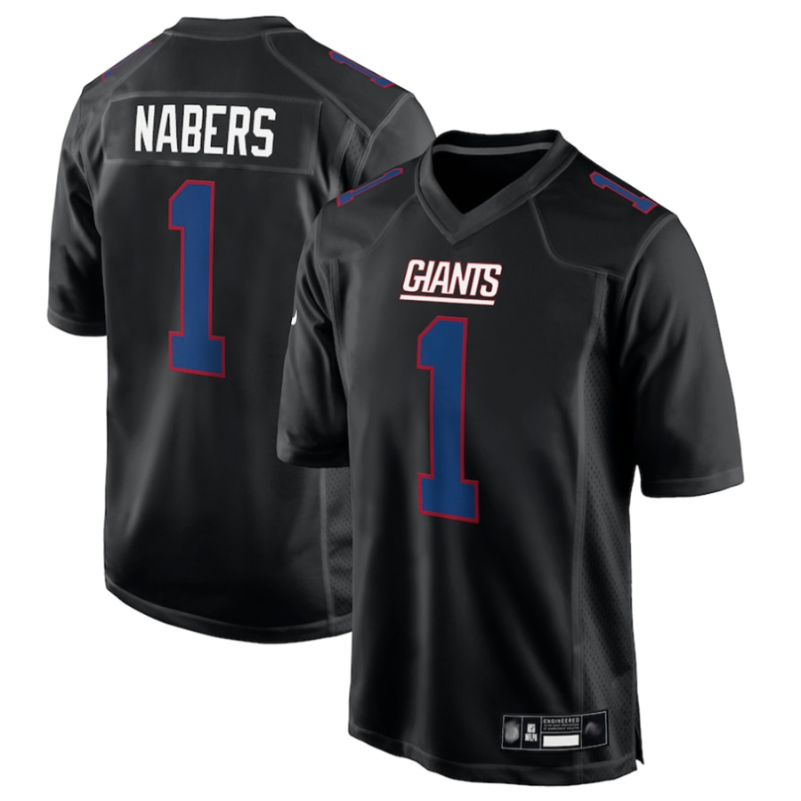Kooe NY.Giants #1 Malik Nabers Player Carbon Black Fashion Stitched Jerseys