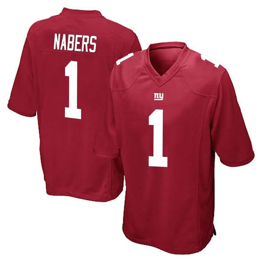 Kooe NY.Giants #1 Malik Nabers Player Red Home Game Stitched Jerseys