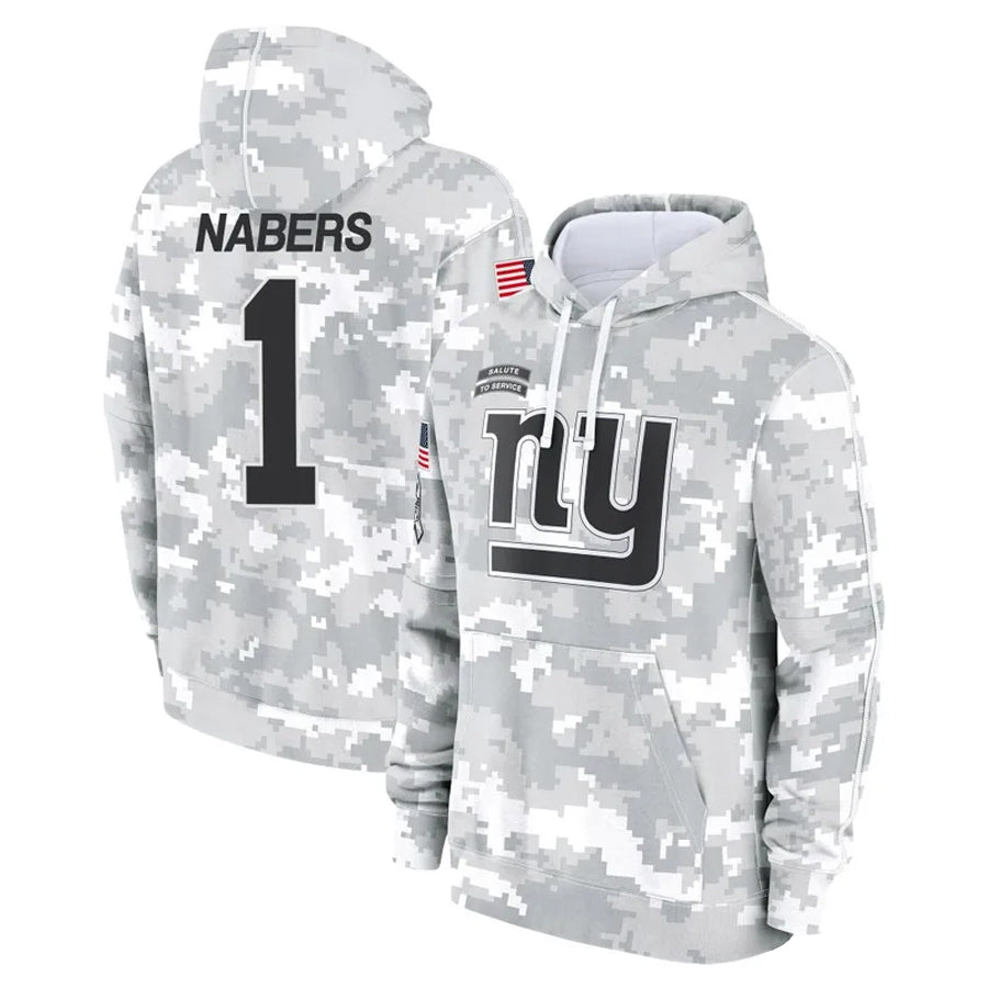 Kooe NY.Giants #1 Malik Nabers Player Salute to Service Hoodies Stitched Jerseys