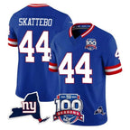Kooe NY.Giants #44 Cam Skattebo Player Royal 100th Season & State Patch Vapor Limited Home Game Stitched Jerseys