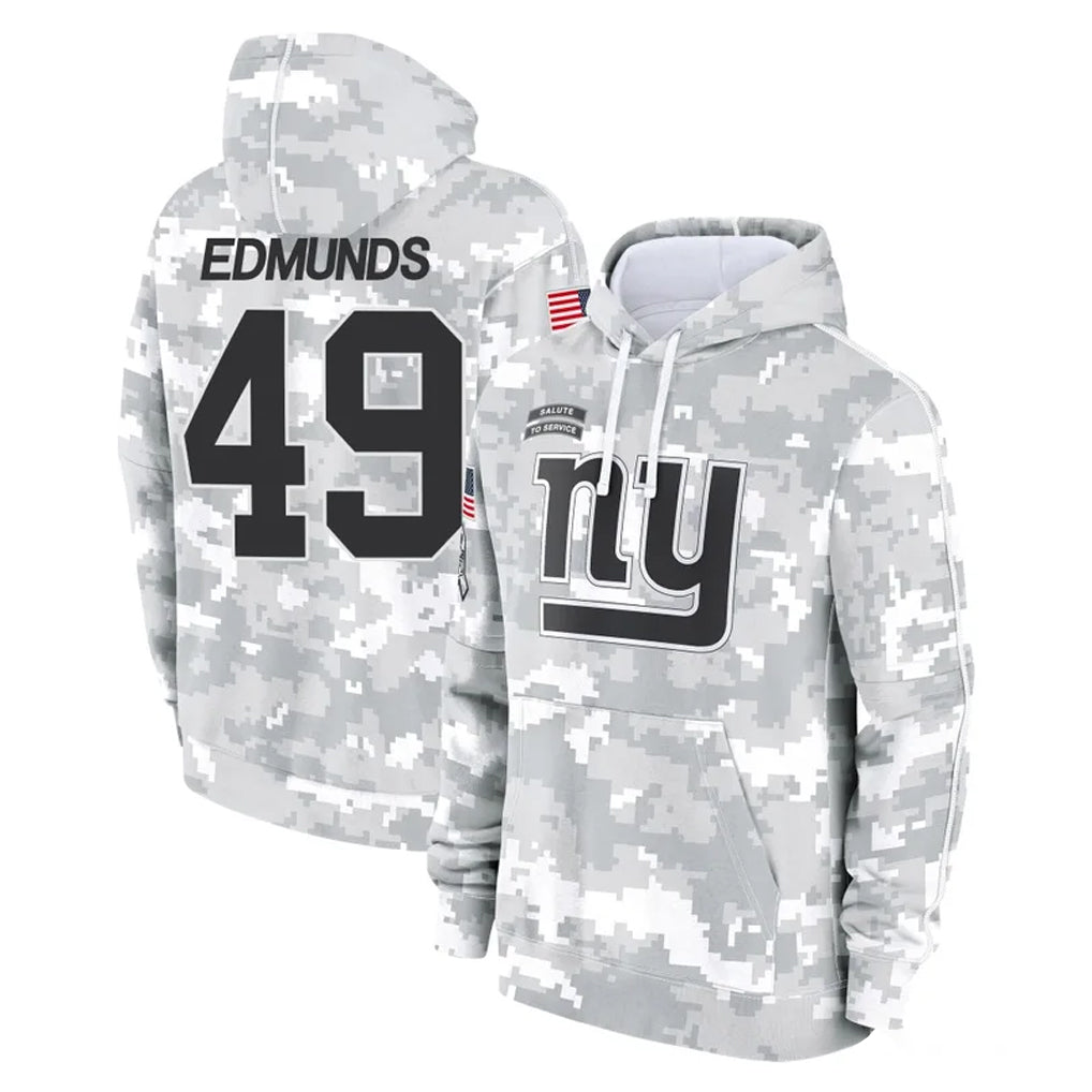 Kooe NY.Giants #49 Tremaine Edmunds Player Arctic Camo Salute to Service Pullover Hoodies Limited Game Stitched Jerseys