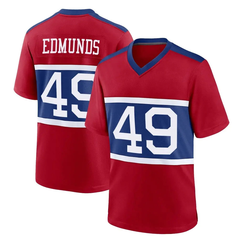 Kooe NY.Giants #49 Tremaine Edmunds Player Red Century Home Game Stitched Jerseys
