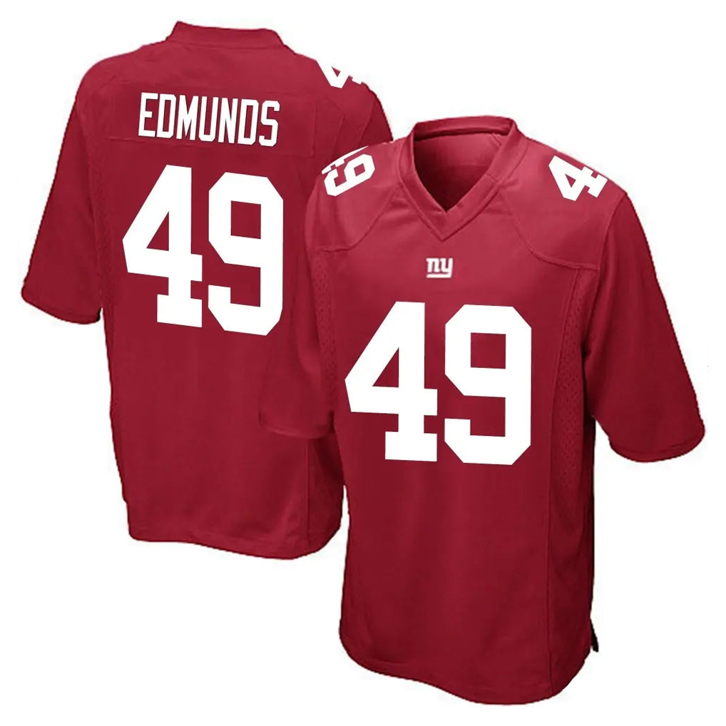 Kooe NY.Giants #49 Tremaine Edmunds Player Red Home Game Stitched Jerseys