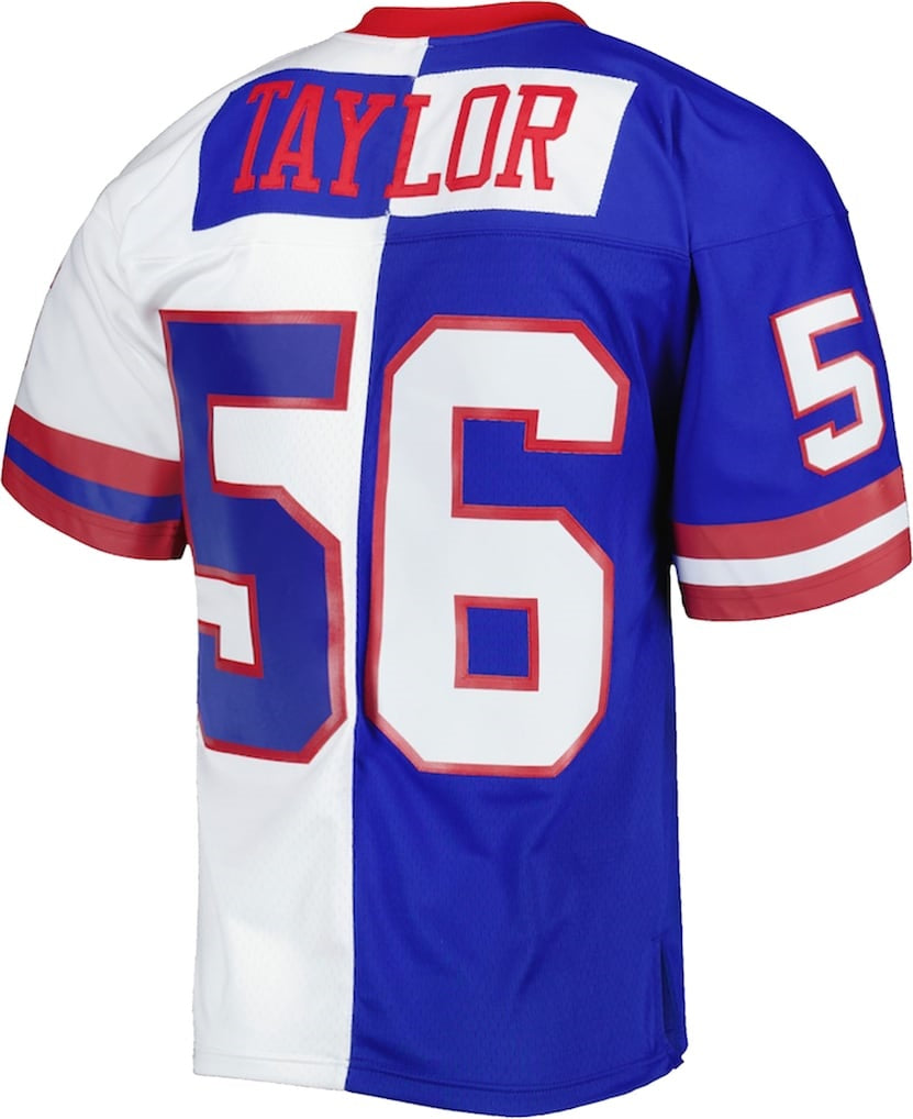 Kooe NY.Giants #56 Lawrence Taylor Mitchell & Ness Royal-White Split Legacy Replica Stitched Jerseys