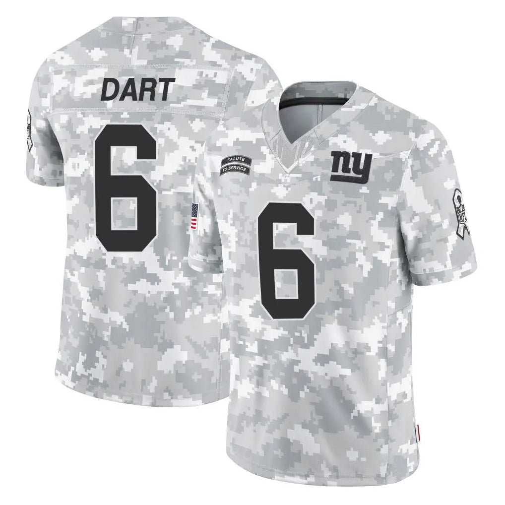 Kooe NY.Giants #6 Jaxson Dart Player Arctic Camo Salute To Service Limited Game Stitched Jerseys