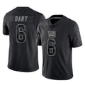 Kooe NY.Giants #6 Jaxson Dart Player Black Limited Reflective Home Game Stitched Jerseys