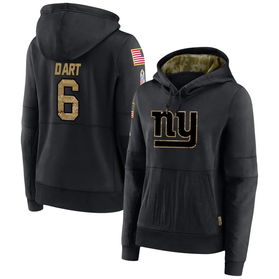 Kooe NY.Giants #6 Jaxson Dart Player Black Salute to Service Hoodies Stitched Jerseys