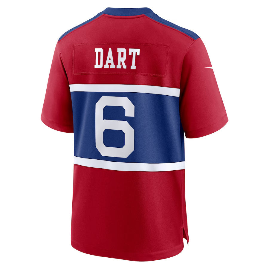 Kooe NY.Giants #6 Jaxson Dart Player Red Alternate Century Red Game Stitched Jerseys