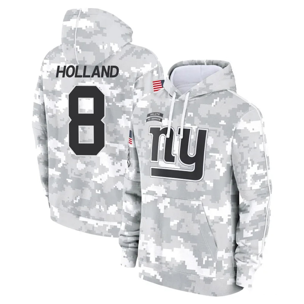 Kooe NY.Giants #8 Jevon Holland Player Arctic Camo Salute to Service Pullover Hoodies Limited Game Stitched Jerseys