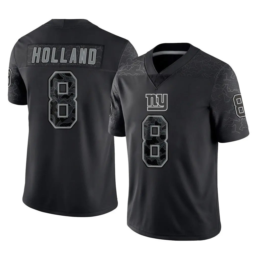 Kooe NY.Giants #8 Jevon Holland Player Black Limited Reflective Home Game Stitched Jerseys