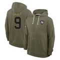 Kooe NY.Giants #9 Lsaiah Likely Player Olive Salute to Service Pullover Hoodies Limited Stitched Jerseys