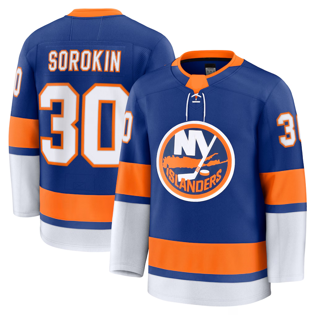 Kooe NY.Islanders #30 Ilya Sorokin Royal Home Premium Jerseys