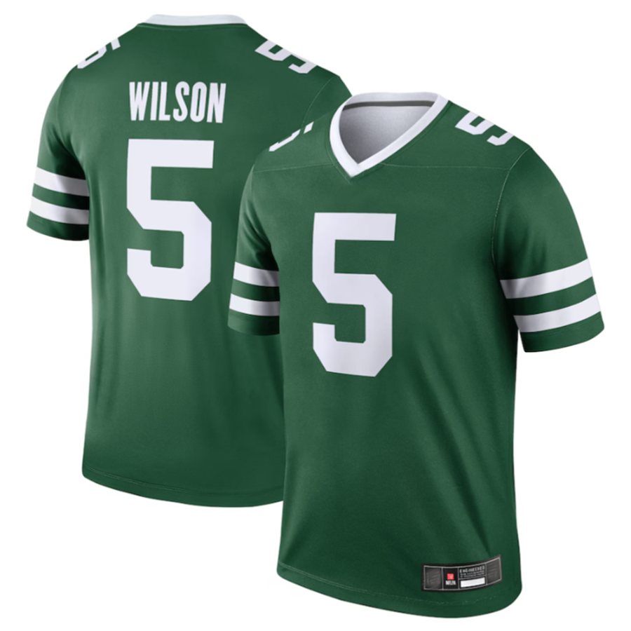 Kooe NY.Jets #5 Garrett Wilson Legacy Green Legend Jersey Stitched American Stitched Jersey