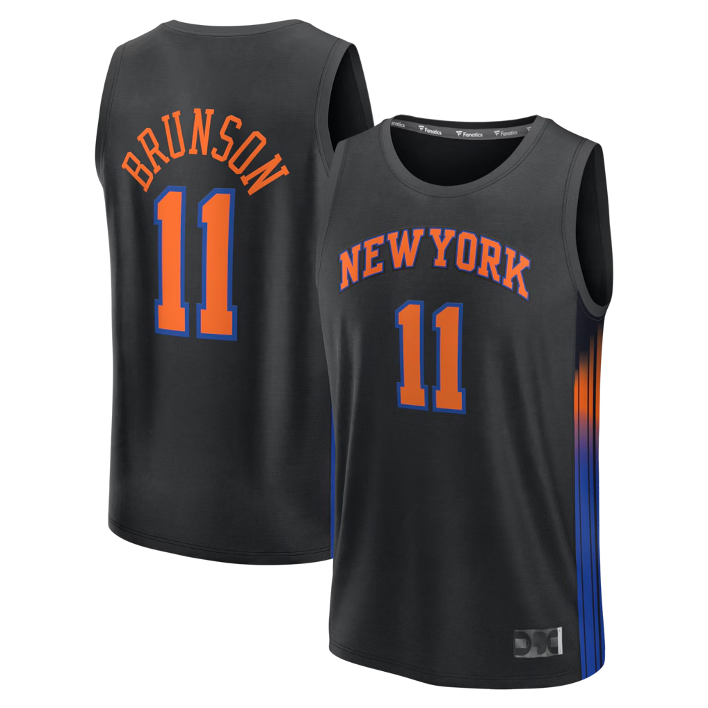 Kooe NY.Knicks #11 Jalen Brunson  Black Fast Break Jerseys - Statement Edition