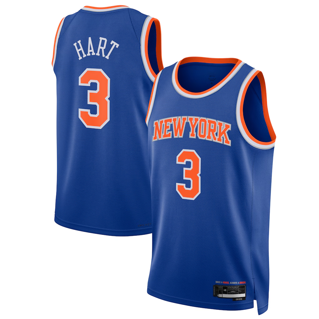 Kooe NY.Knicks #3 Josh Hart Blue Swingman Player Jerseys - Icon Edition