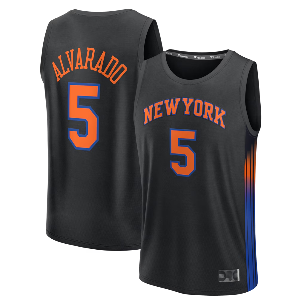 Kooe NY.Knicks #5 Jose Alvarado  Black Fast Break Replica Jerseys - Statement Edition