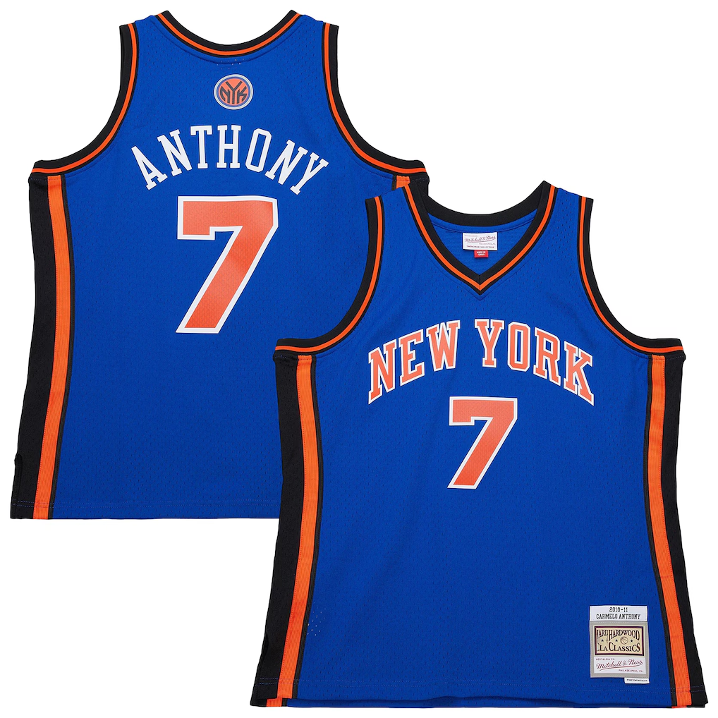 Kooe NY.Knicks #7 Carmelo Anthony Mitchell & Ness Blue 201011 Swingman Jerseys