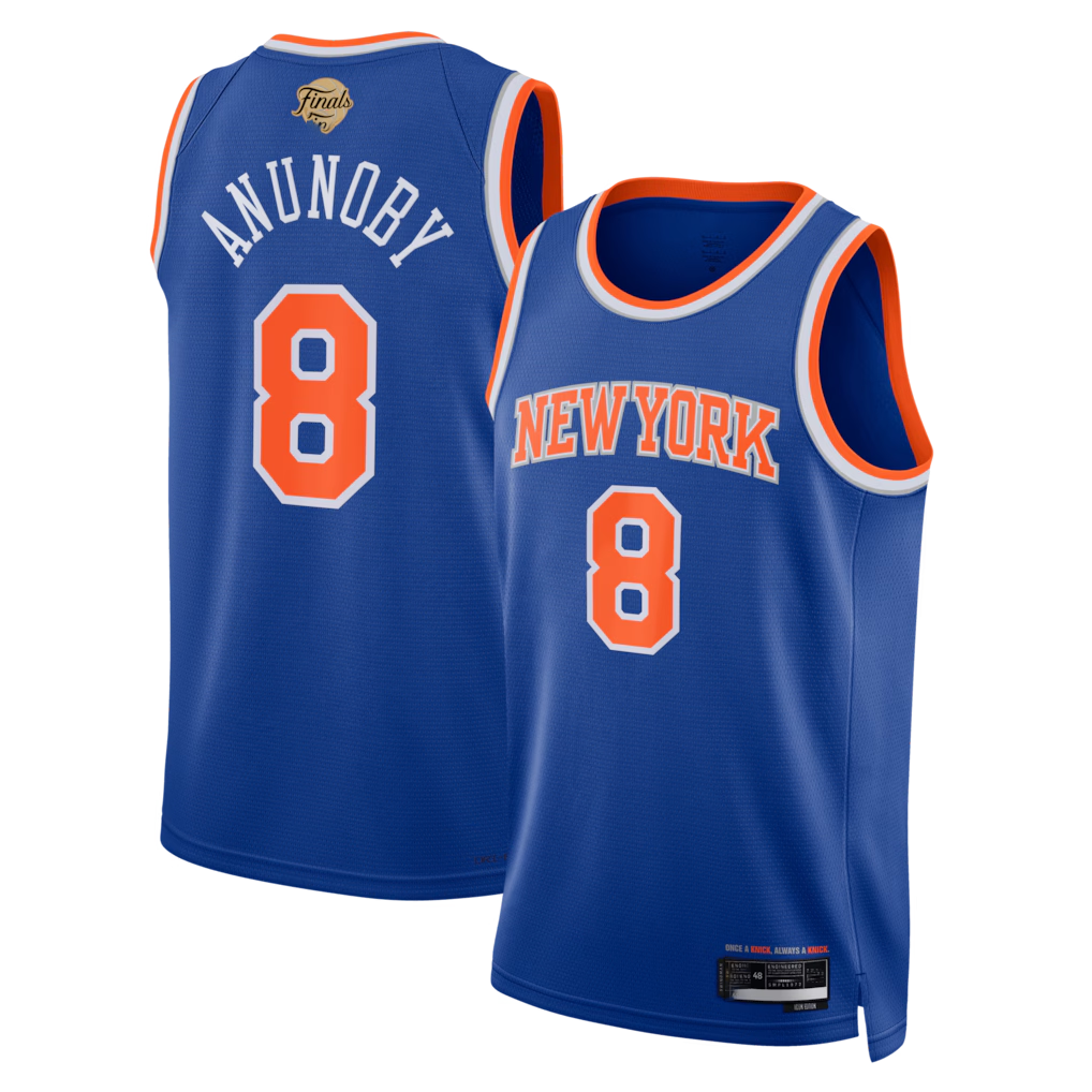 Kooe NY.Knicks #8 OG Anunoby Blue 2026  Finals Patch Swingman Jerseys - Icon Edition