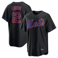 Kooe NY.Mets #12 Francisco Lindor Player Black Alternate Home Game Stitched Jerseys