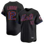 Kooe NY.Mets #12 Francisco Lindor Player Black Alternate Home Limited Stitched Jerseys