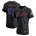 Kooe NY.Mets #12 Francisco Lindor Player Black Home Limited Elite Stitched Jerseys