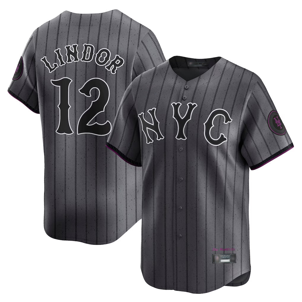 Kooe NY.Mets #12 Francisco Lindor Player Gray City Connect Limited Stitched Jerseys