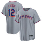 Kooe NY.Mets #12 Francisco Lindor Player Gray Road Home Game Stitched Jerseys