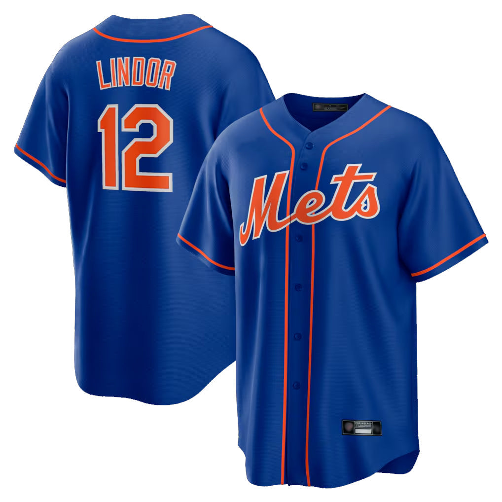 Kooe NY.Mets #12 Francisco Lindor Player Royal Home Game Stitched Jerseys