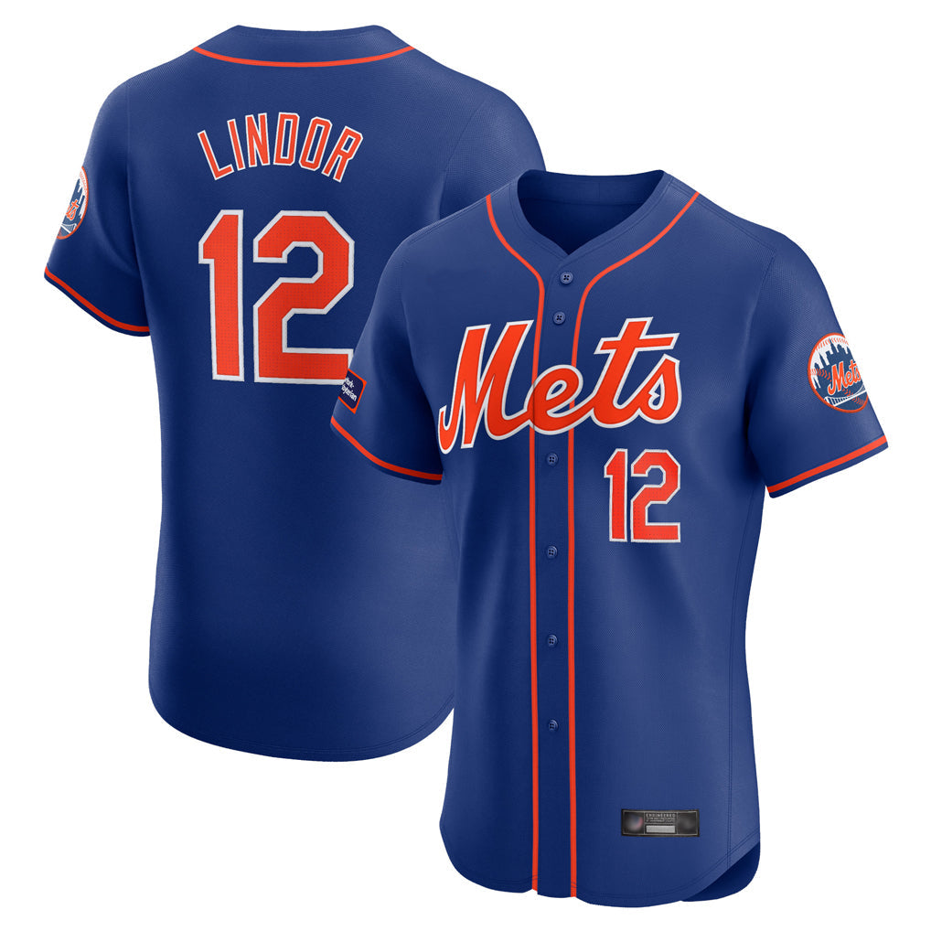 Kooe NY.Mets #12 Francisco Lindor Player Royal Limited Elite Home Stitched Jerseys