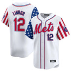 Kooe NY.Mets #12 Francisco Lindor Player White 2025 Independence Day Vapor Premier Limited  Stitched Jerseys